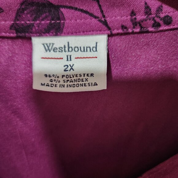 Westbound II Women's Long Sleeve Button Down Purple Floral Blouse - 2X - Picture 2 of 5